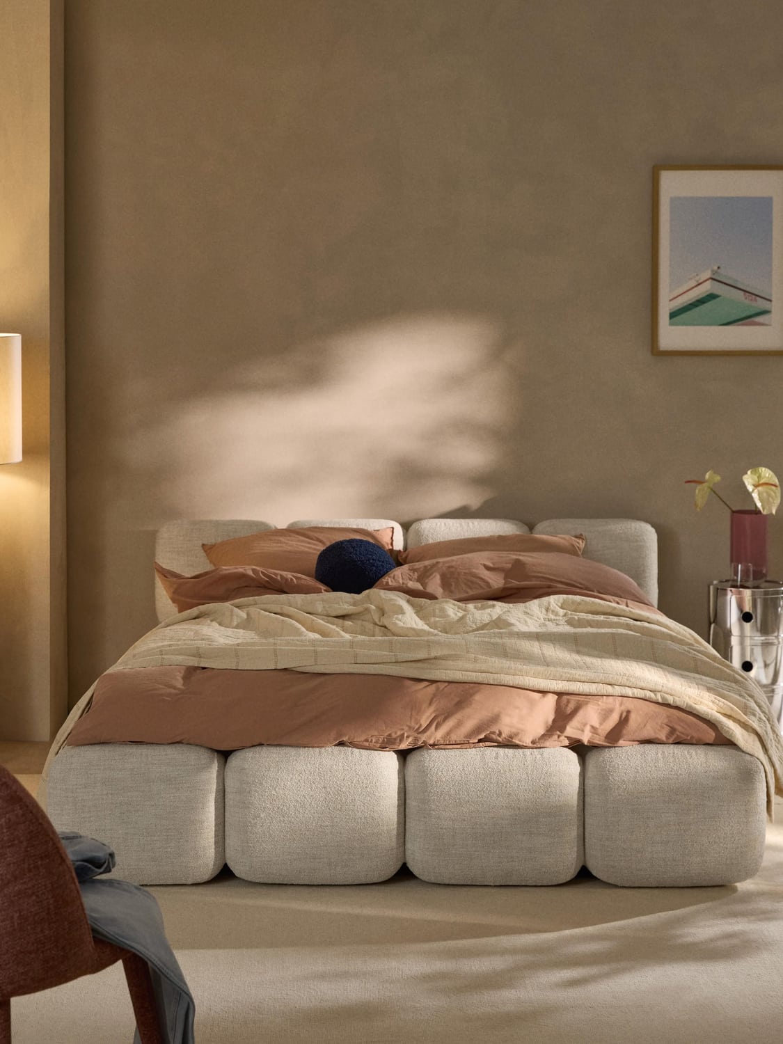 Tayla Upholstered Bed in Bouclé — Off-White