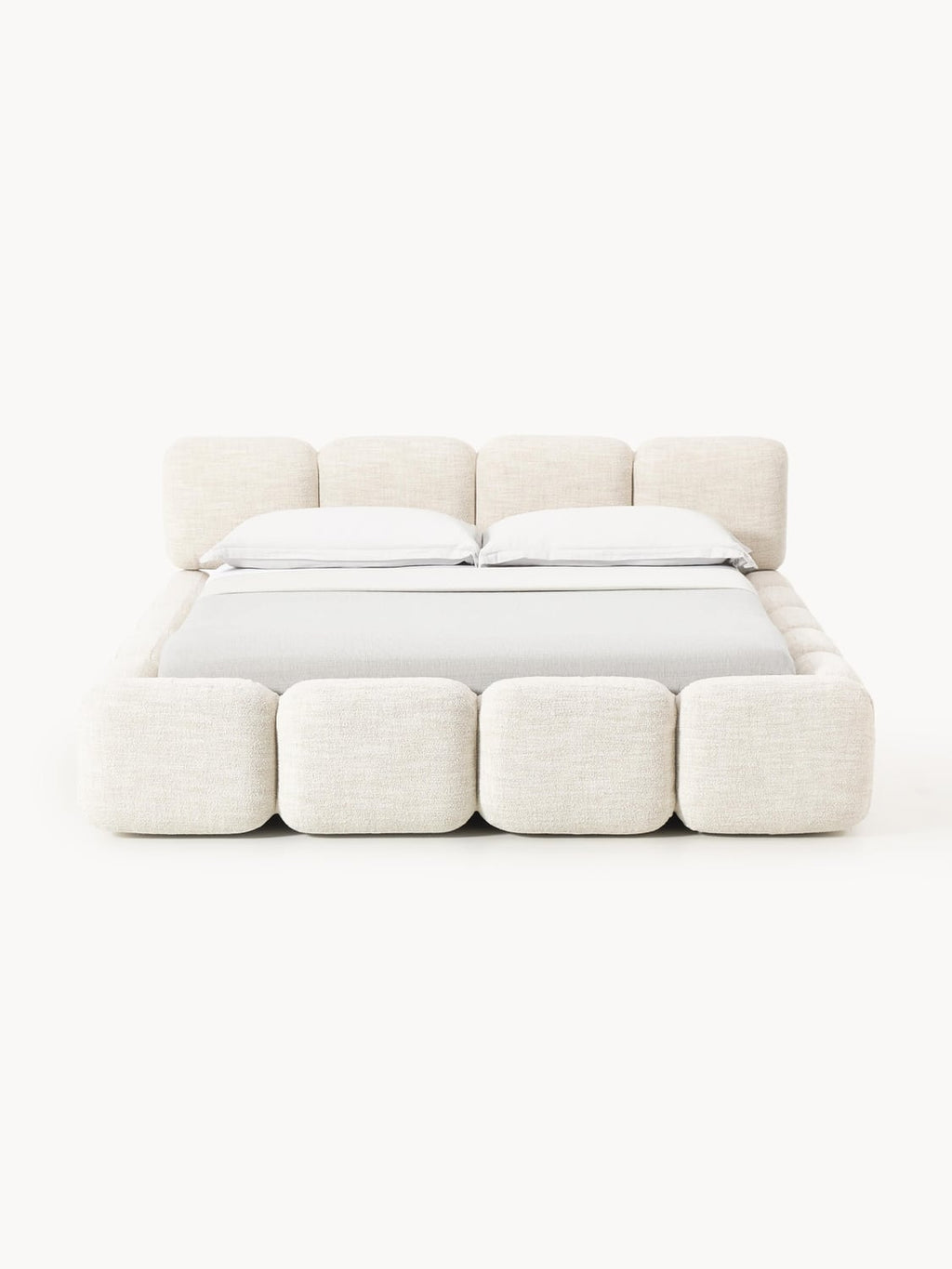 Tayla Upholstered Bed in Bouclé — Off-White