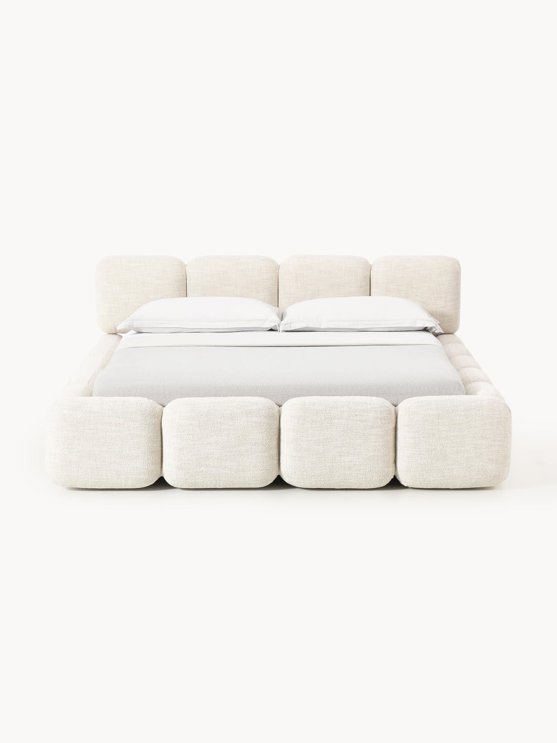 Tayla Upholstered Bed in Bouclé — Off-White