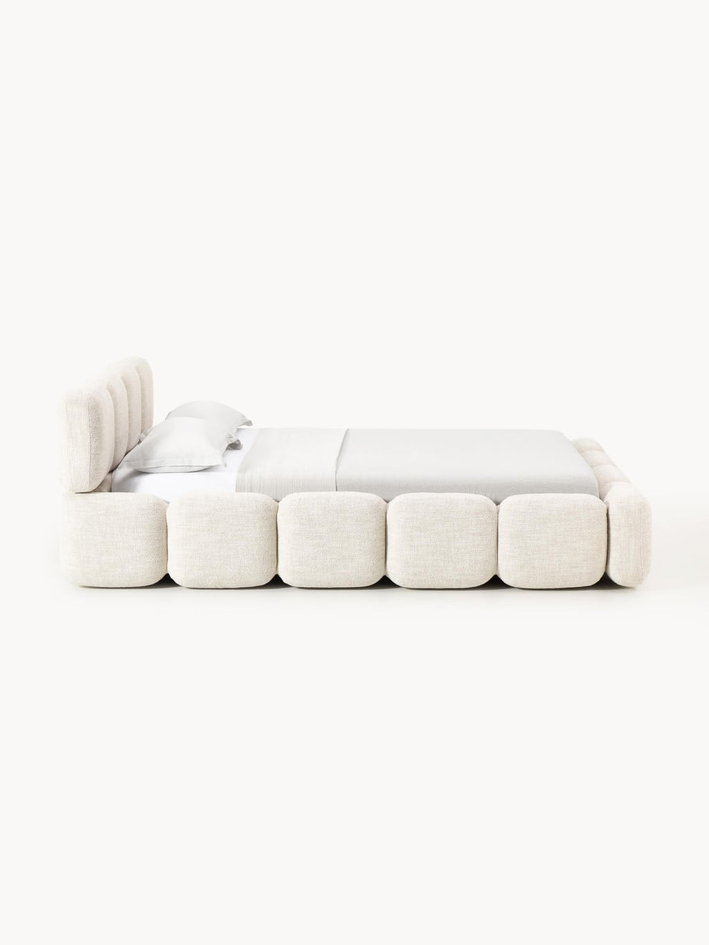 Tayla Upholstered Bed in Bouclé — Off-White