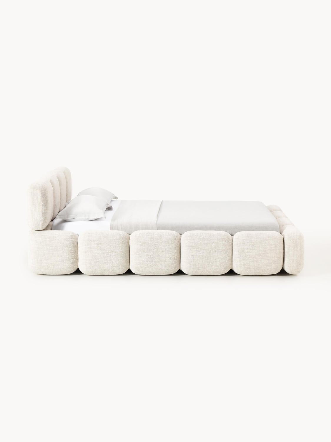 Tayla Upholstered Bed in Bouclé — Off-White