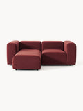 Lena Modular Velvet-Sofa (3-seater) with Ottoman (left/right) — Brown