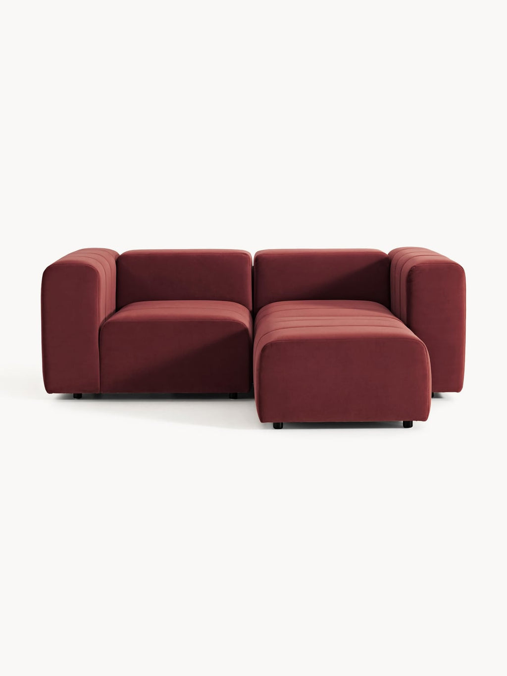 Lena Modular Velvet-Sofa (3-seater) with Ottoman (left/right) — Brown