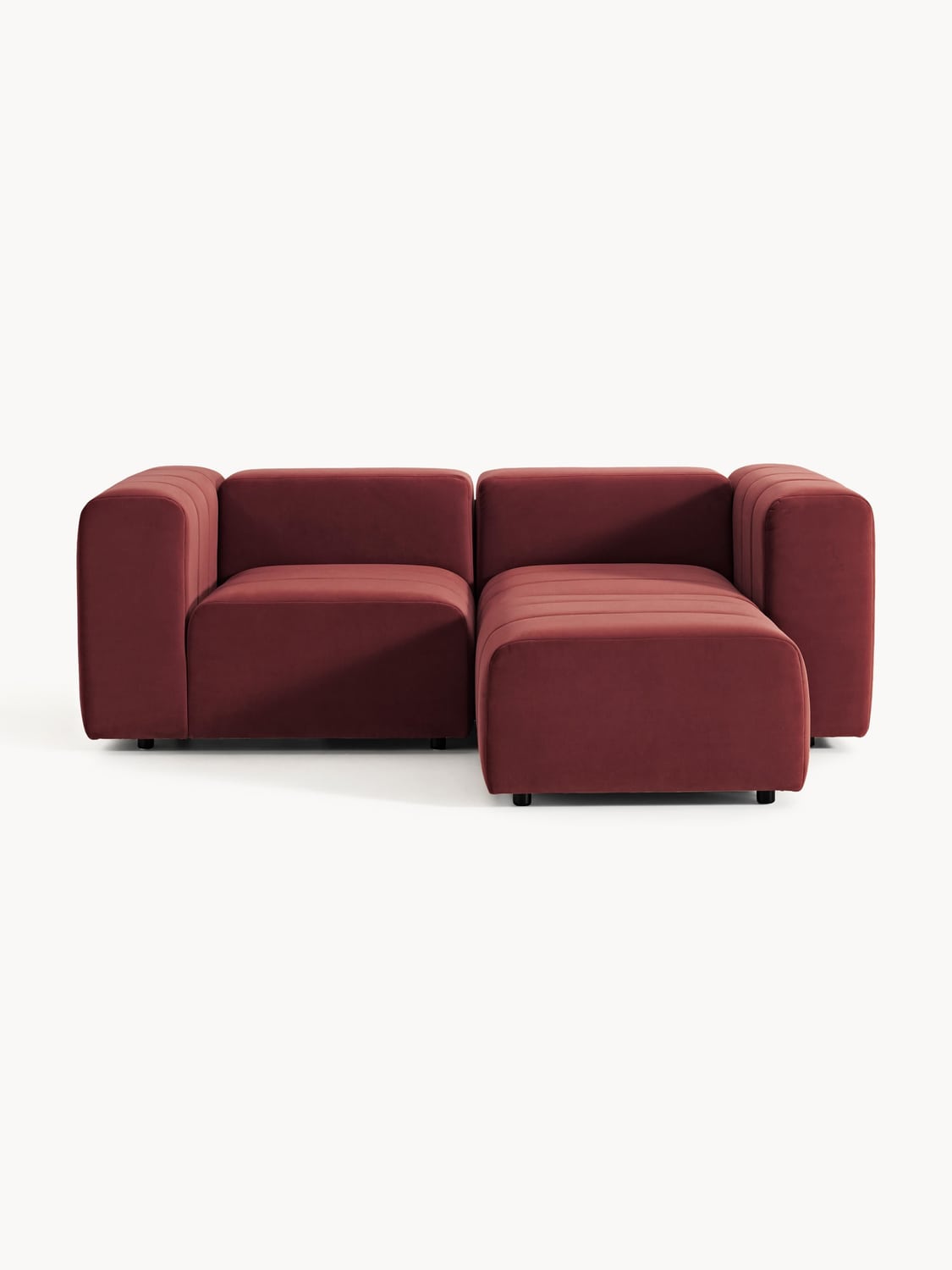 Lena Modular Velvet-Sofa (3-seater) with Ottoman (left/right) — Brown