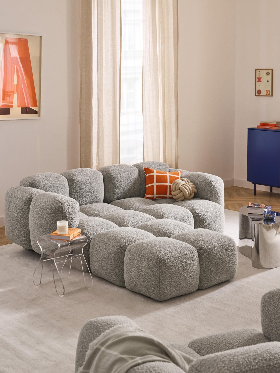 Tayla Sofa Ottoman in Bouclé — Oatmeal