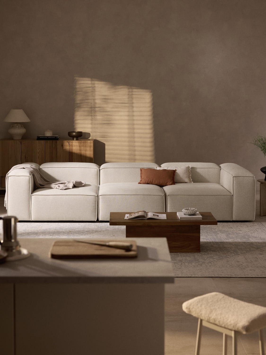Lennon Modular Sofa (4-seater) in Linen Blend — Off-White