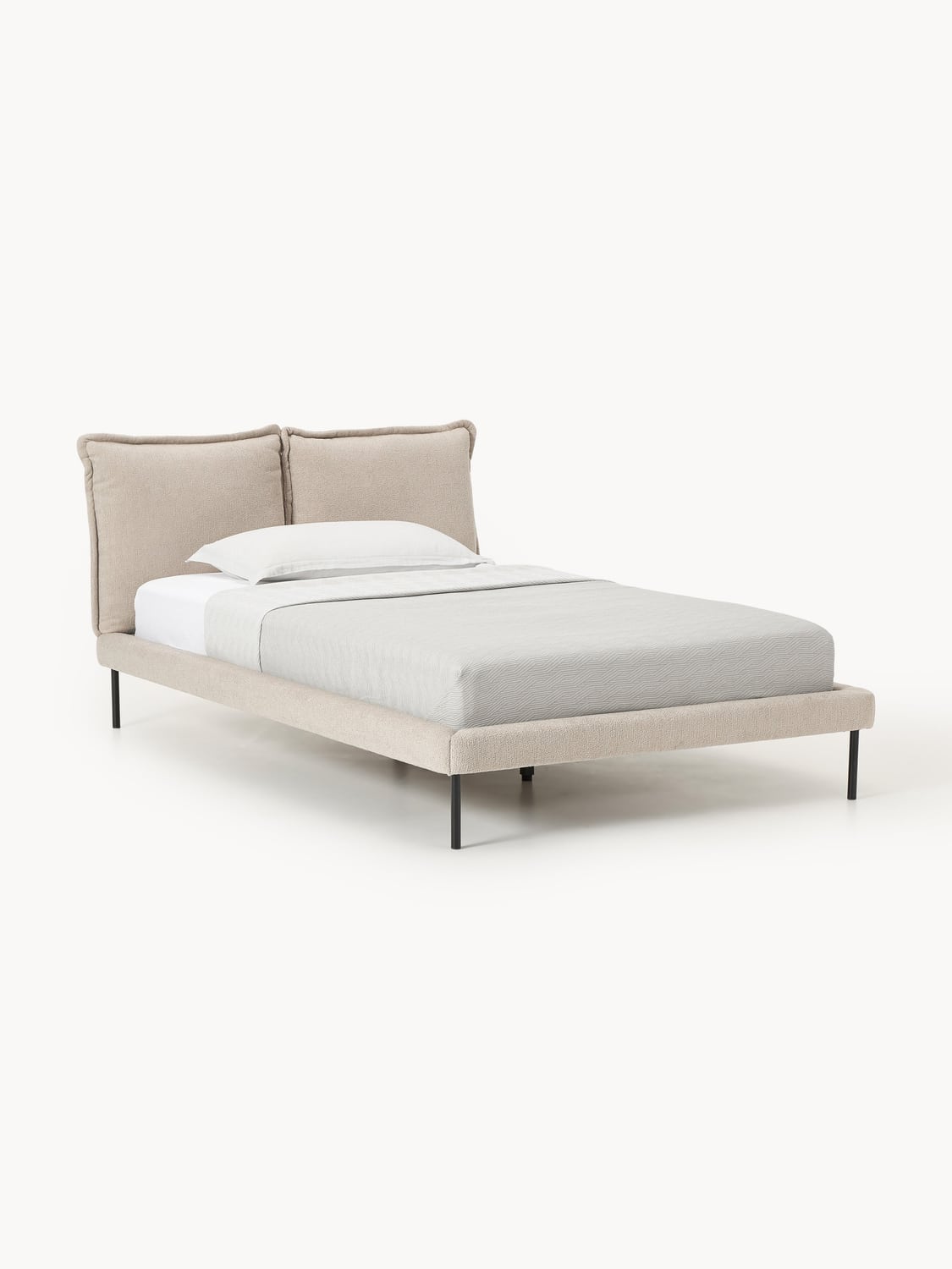 Amelia Teddy Bouclé Upholstered Bed — Pearl Grey