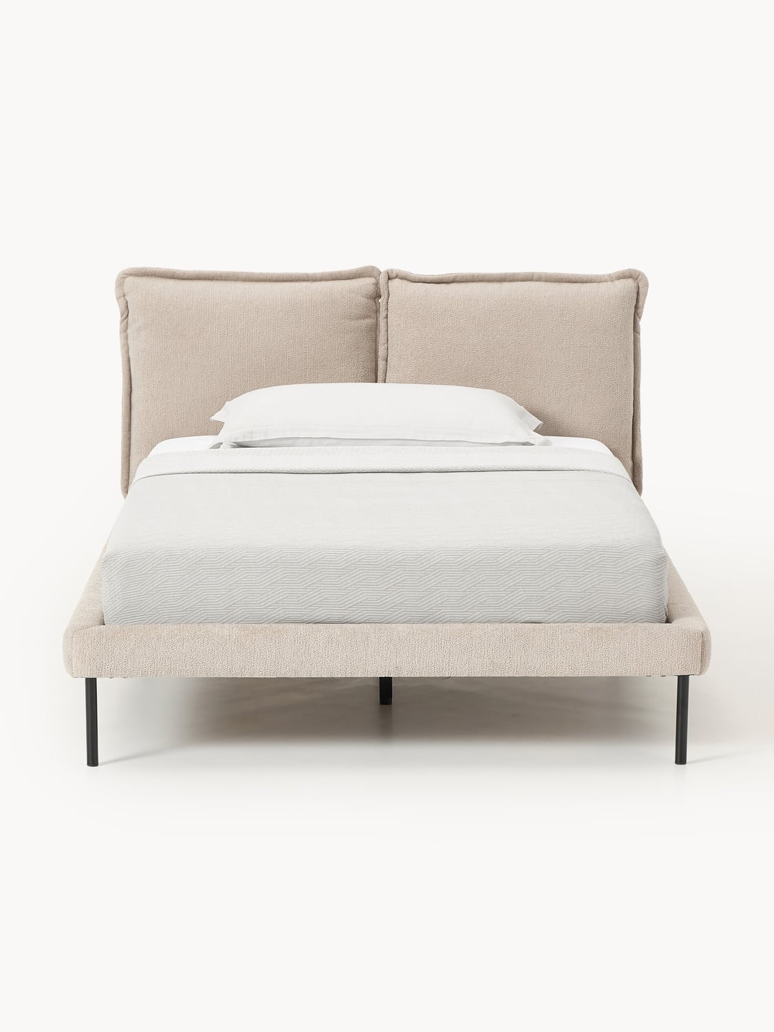 Amelia Teddy Bouclé Upholstered Bed — Pearl Grey