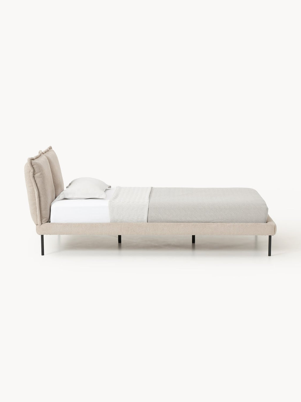 Amelia Teddy Bouclé Upholstered Bed — Pearl Grey