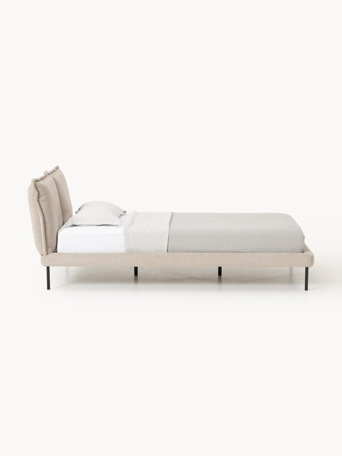 Amelia Teddy Bouclé Upholstered Bed — Pearl Grey