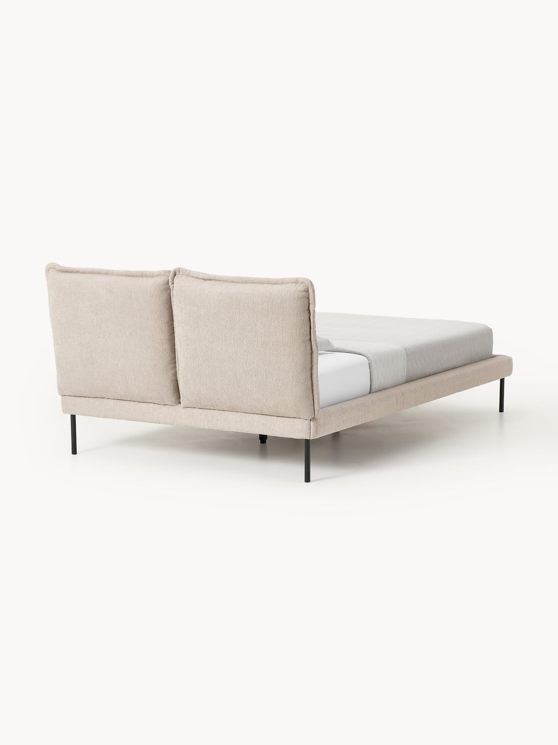 Amelia Teddy Bouclé Upholstered Bed — Pearl Grey
