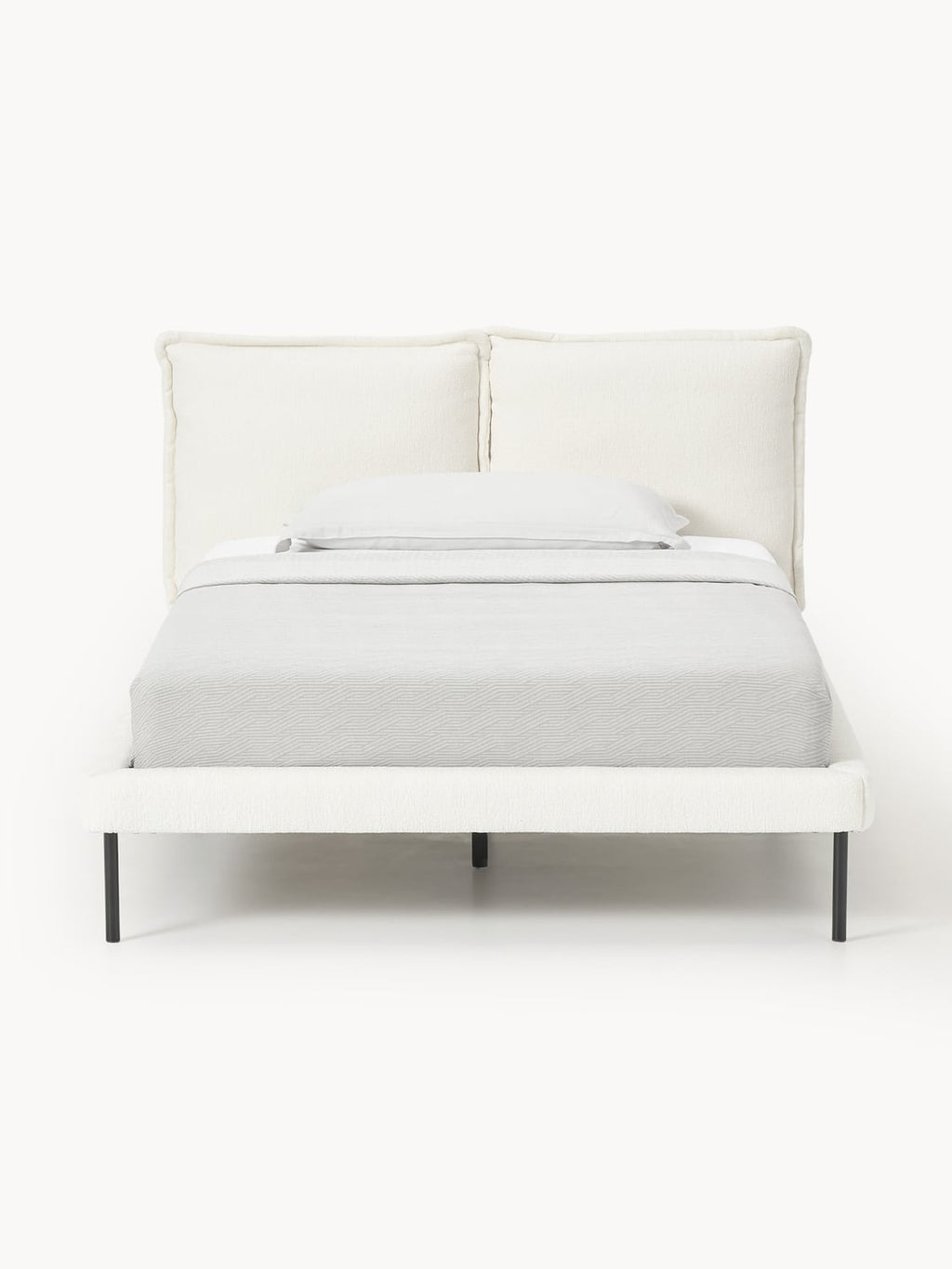 Amelia Teddy Bouclé Upholstered Bed — Mist Grey