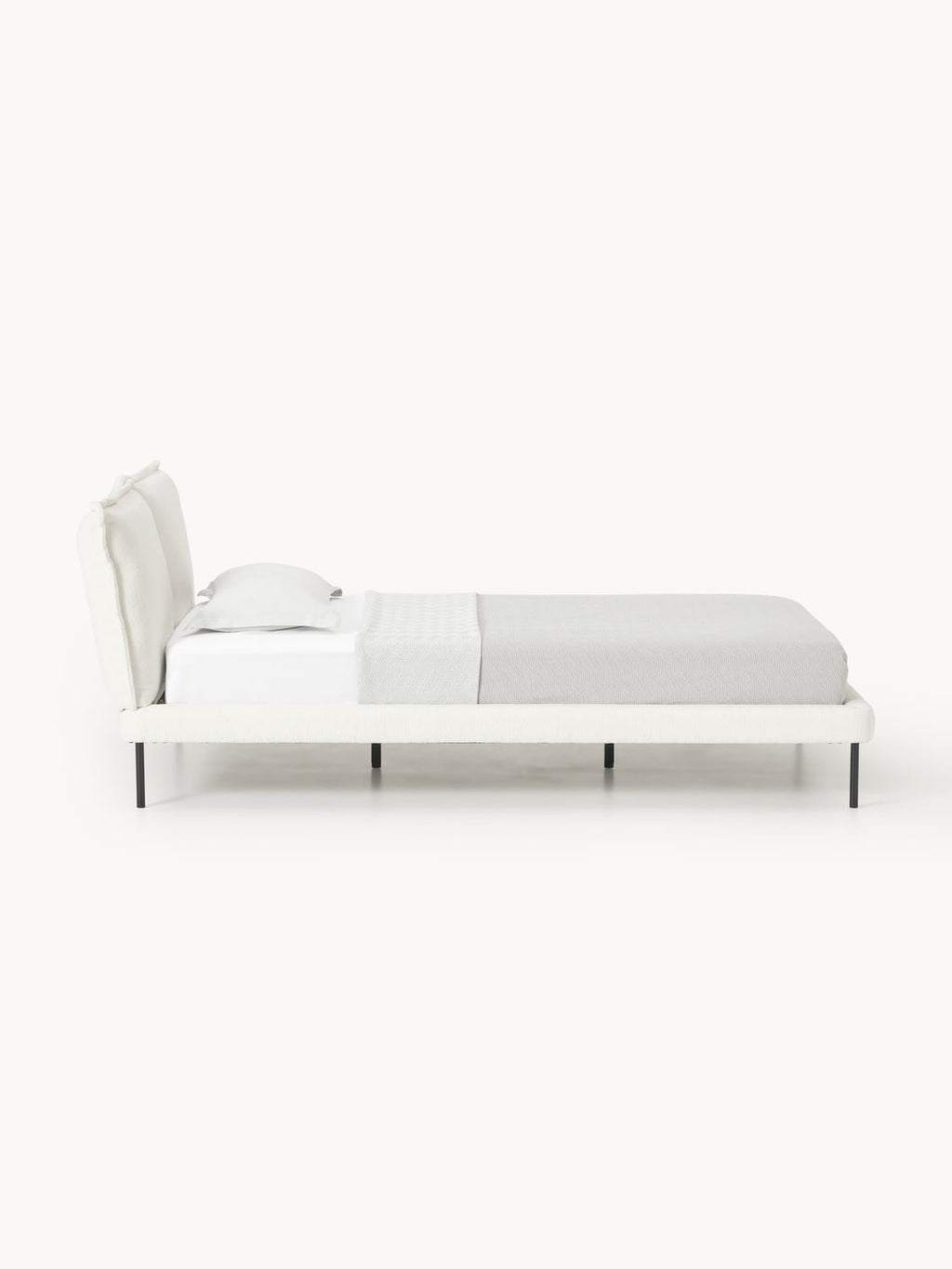 Amelia Teddy Bouclé Upholstered Bed — Mist Grey
