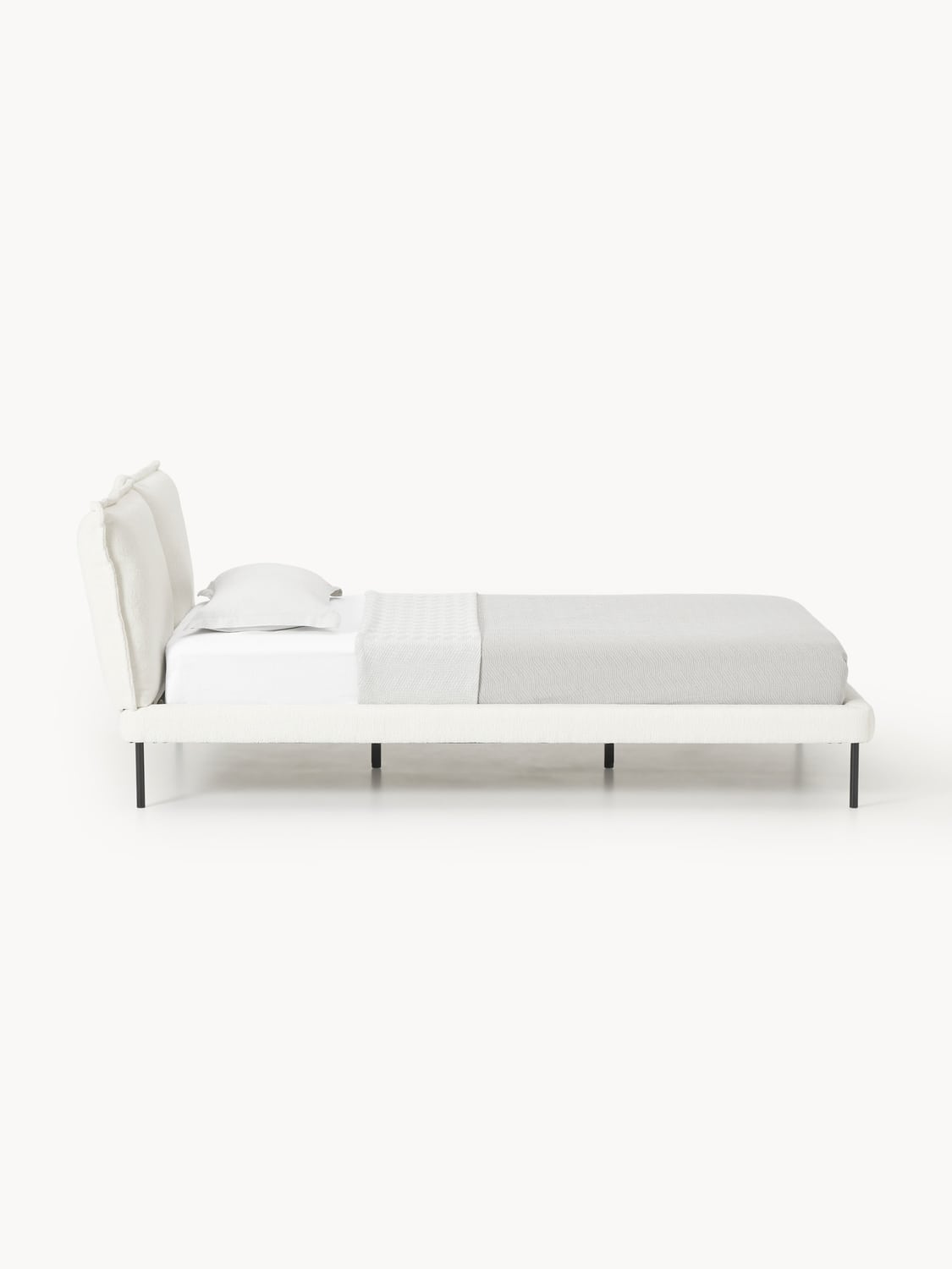 Amelia Teddy Bouclé Upholstered Bed — Mist Grey