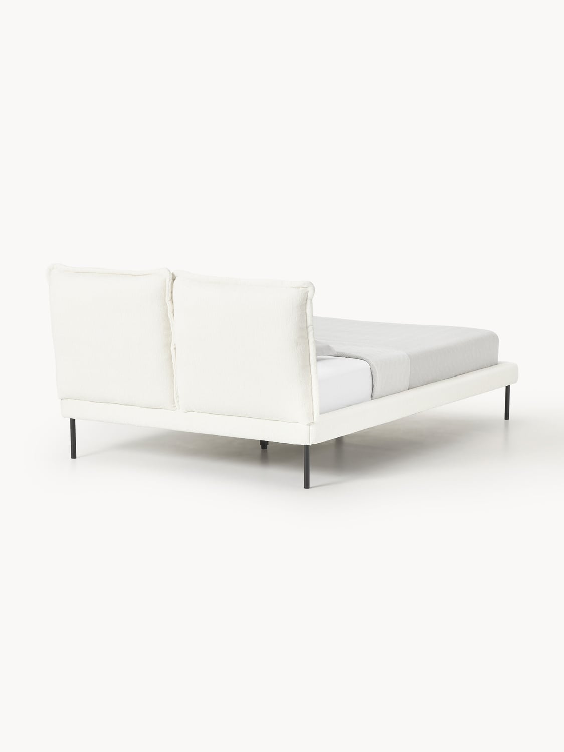 Amelia Teddy Bouclé Upholstered Bed — Mist Grey