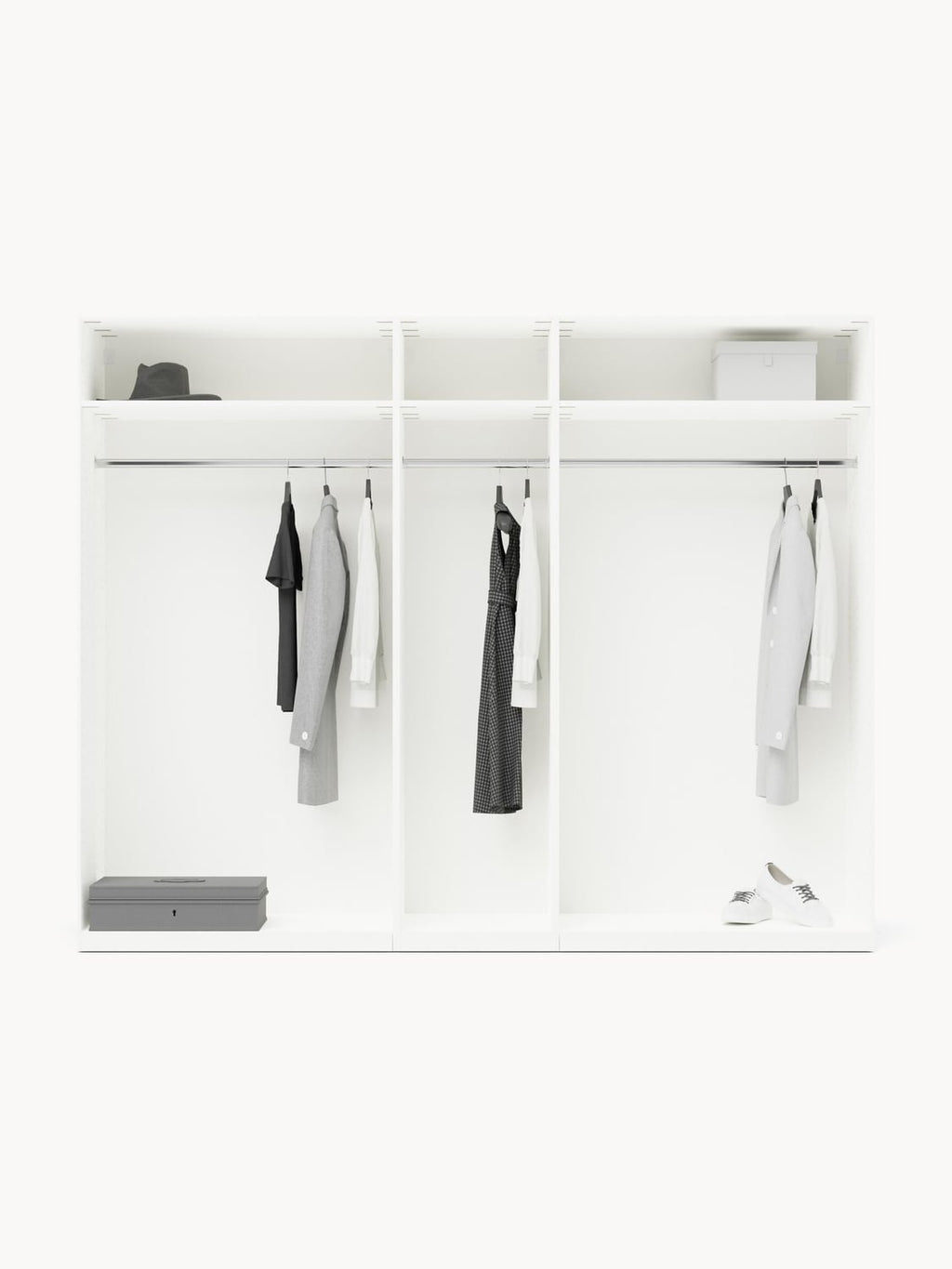 Charlotte Modular Hinged-Door Wardrobe, 250 cm Width, in various sizes
