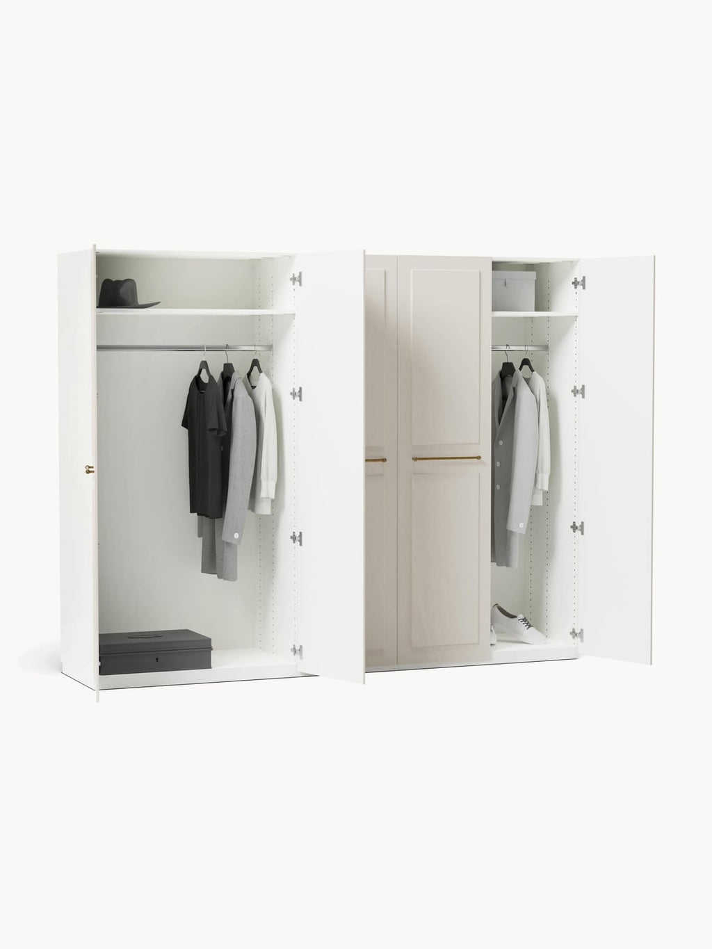Charlotte Modular Hinged-Door Wardrobe, 250 cm Width, in various sizes