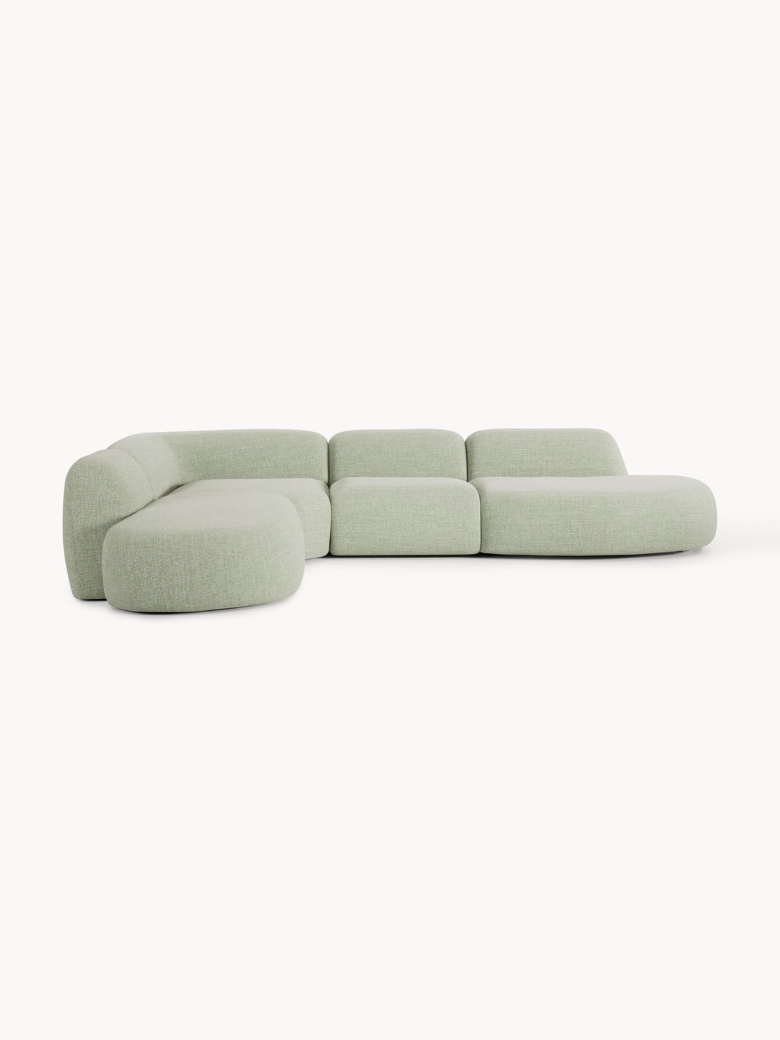 Wolke Modular Bouclé-XL Corner Sofa with Chaise Longue — Oatmeal