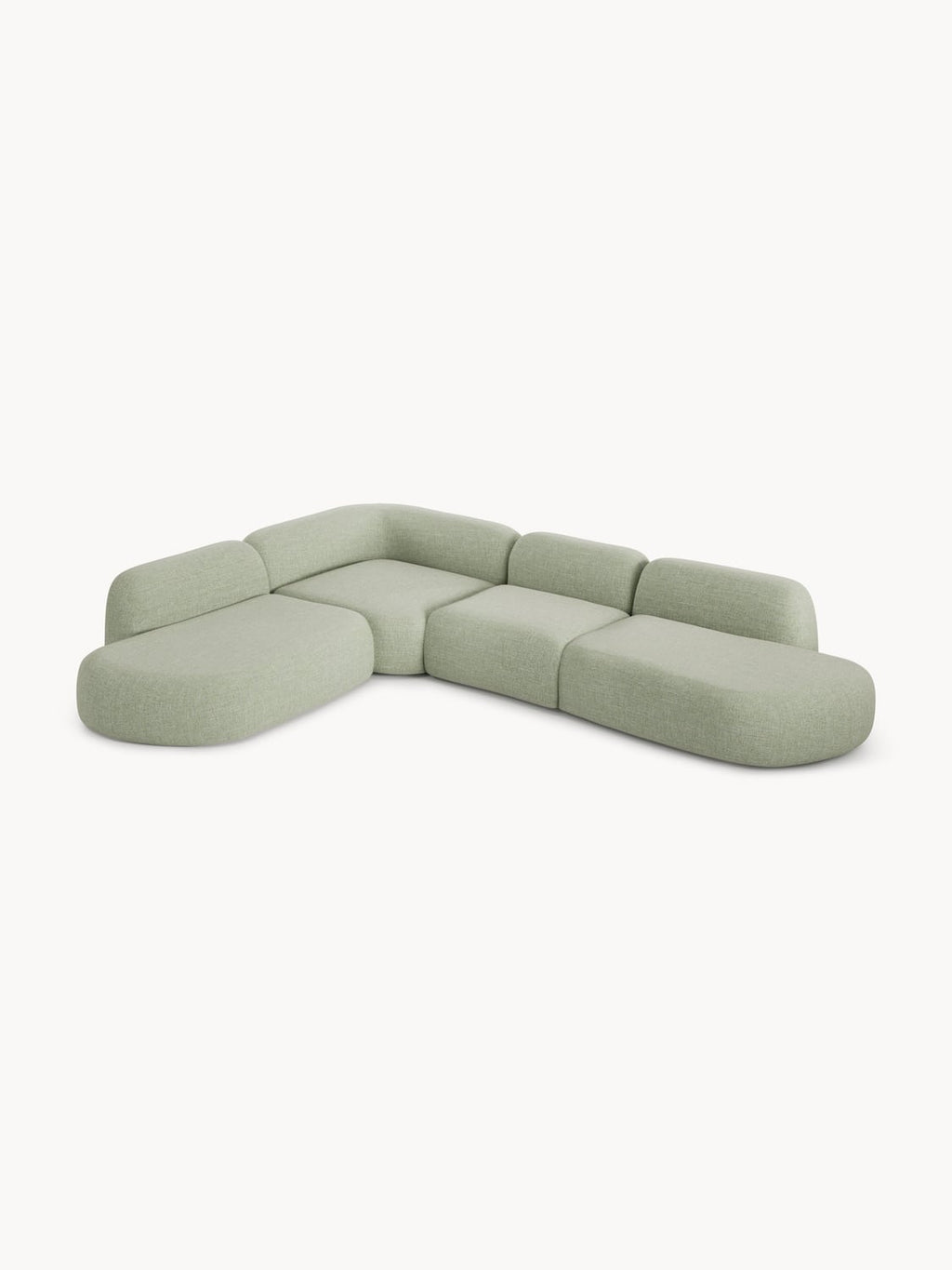 Wolke Modular Bouclé-XL Corner Sofa with Chaise Longue — Oatmeal