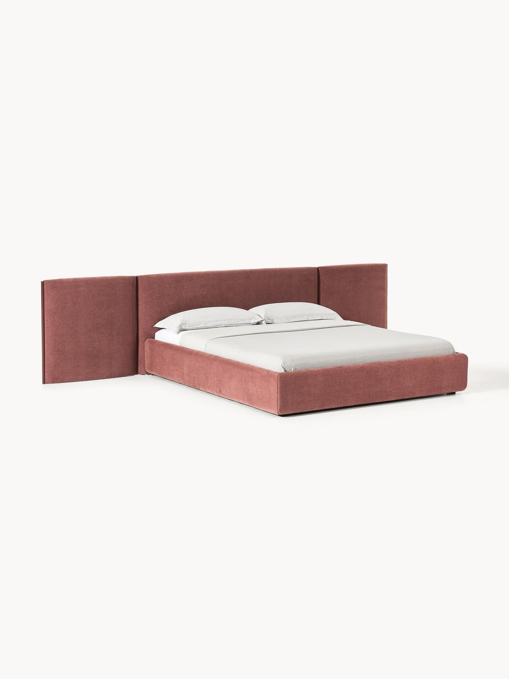 Otis Upholstered Bed with Folding Headboard — Warm Grey
