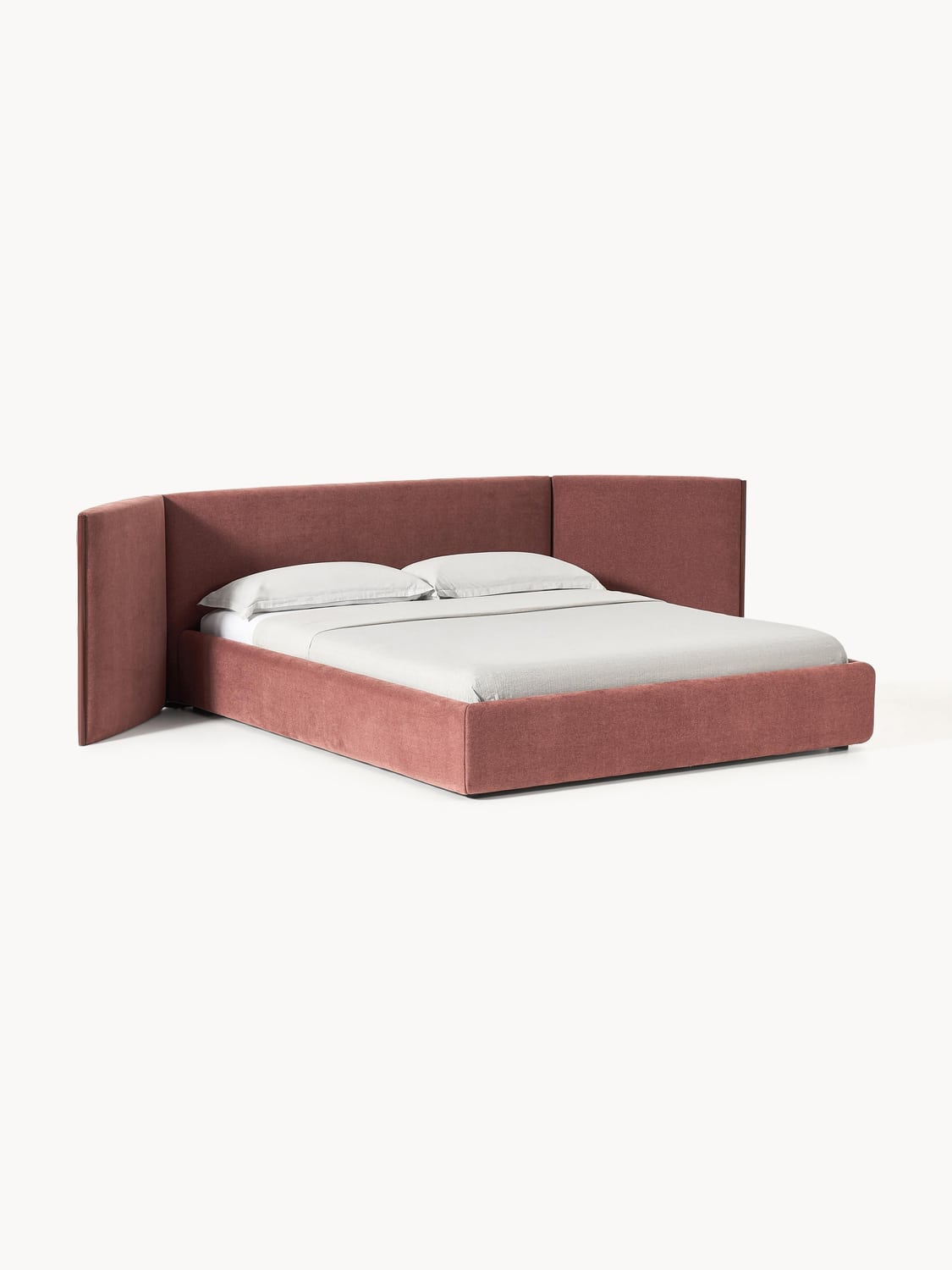 Otis Upholstered Bed with Folding Headboard — Warm Grey