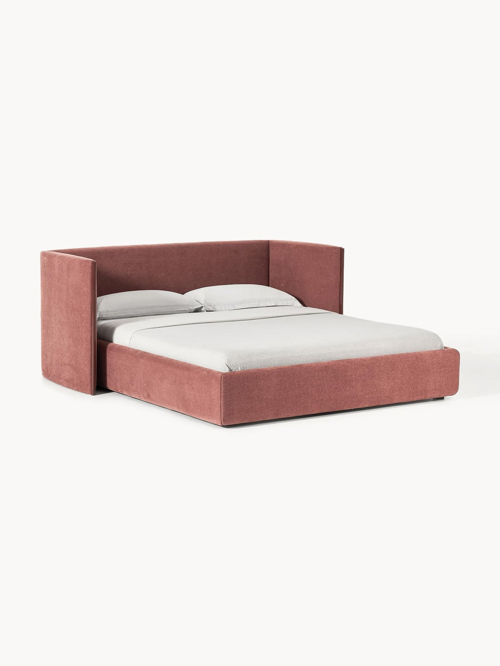 Otis Upholstered Bed with Folding Headboard — Warm Grey