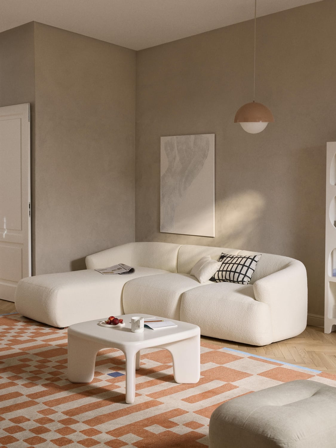 Sofia Modular Bouclé Corner Sofa (3-seater) — Off-White