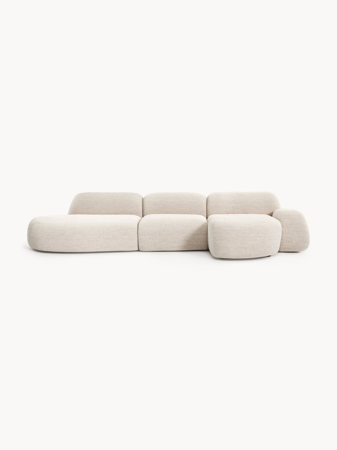 Wolke Modular Bouclé Corner Sofa (4-seater) with Chaise Longue — Rose