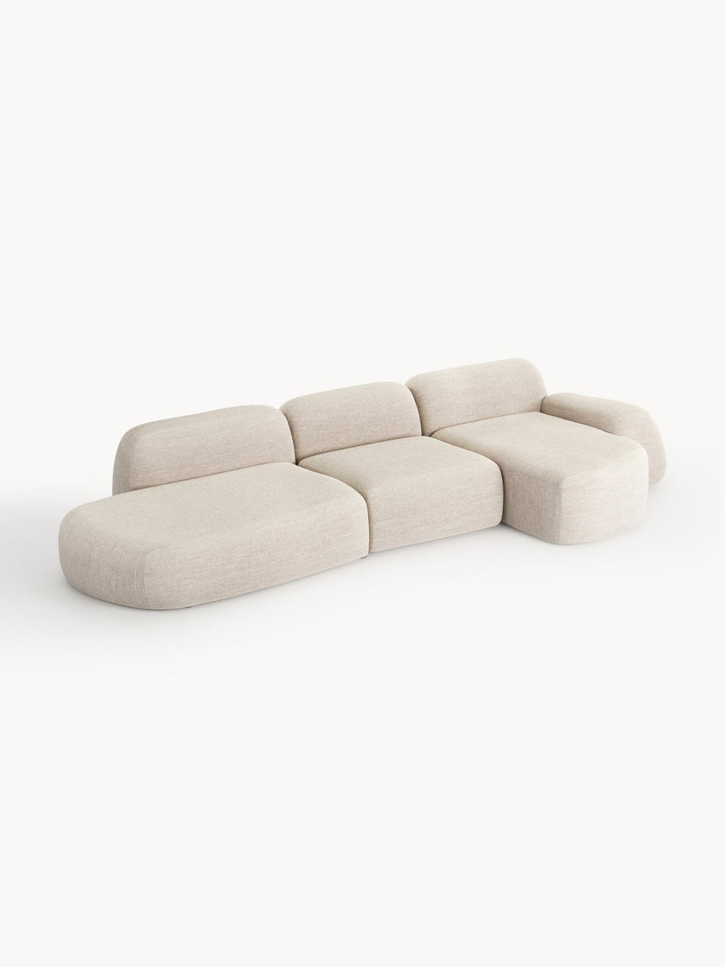 Wolke Modular Bouclé Corner Sofa (4-seater) with Chaise Longue — Rose