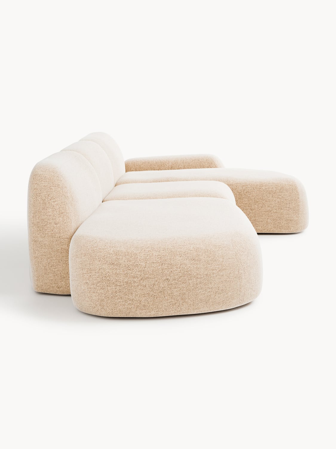 Wolke Modular Bouclé Corner Sofa (4-seater) with Chaise Longue — Powder Pink