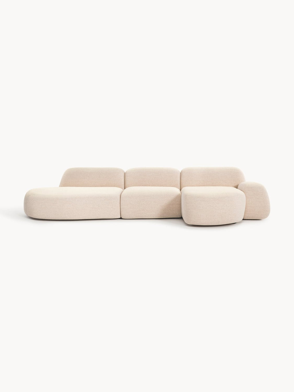 Wolke Modular Bouclé Corner Sofa (4-seater) with Chaise Longue — Dusty Pink