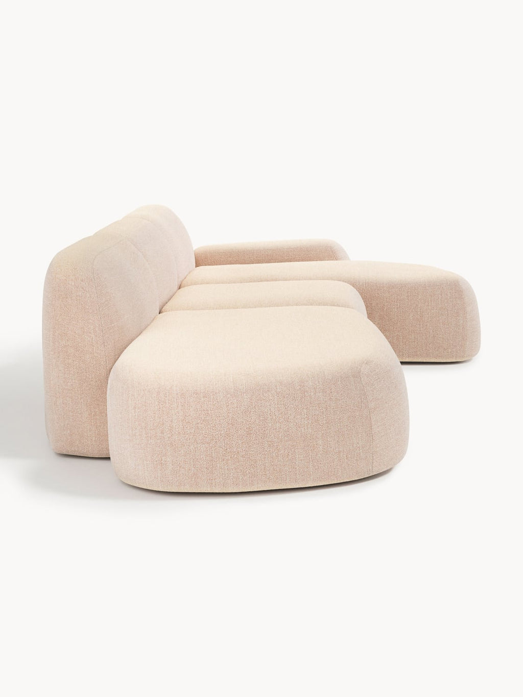 Wolke Modular Bouclé Corner Sofa (4-seater) with Chaise Longue — Dusty Pink