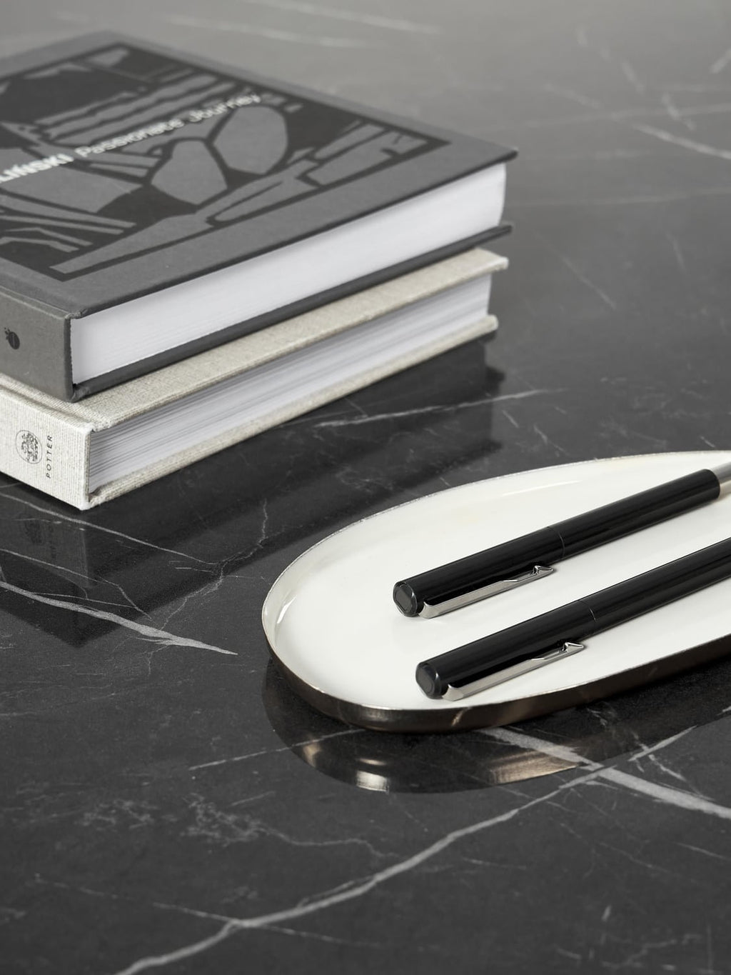 Lesley Coffee Table with Marble Effect — Dark Grey