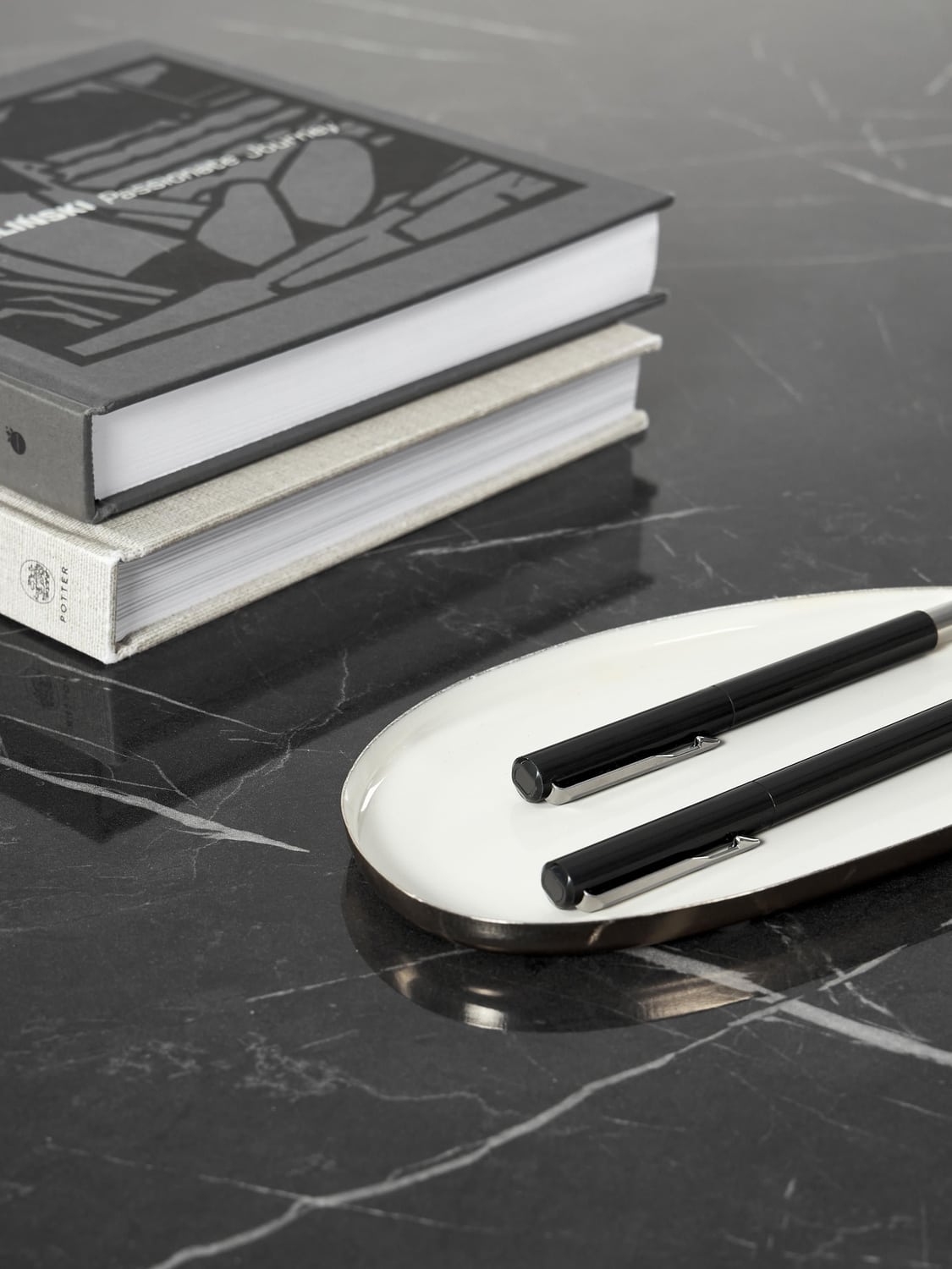 Lesley Coffee Table with Marble Effect — Dark Grey