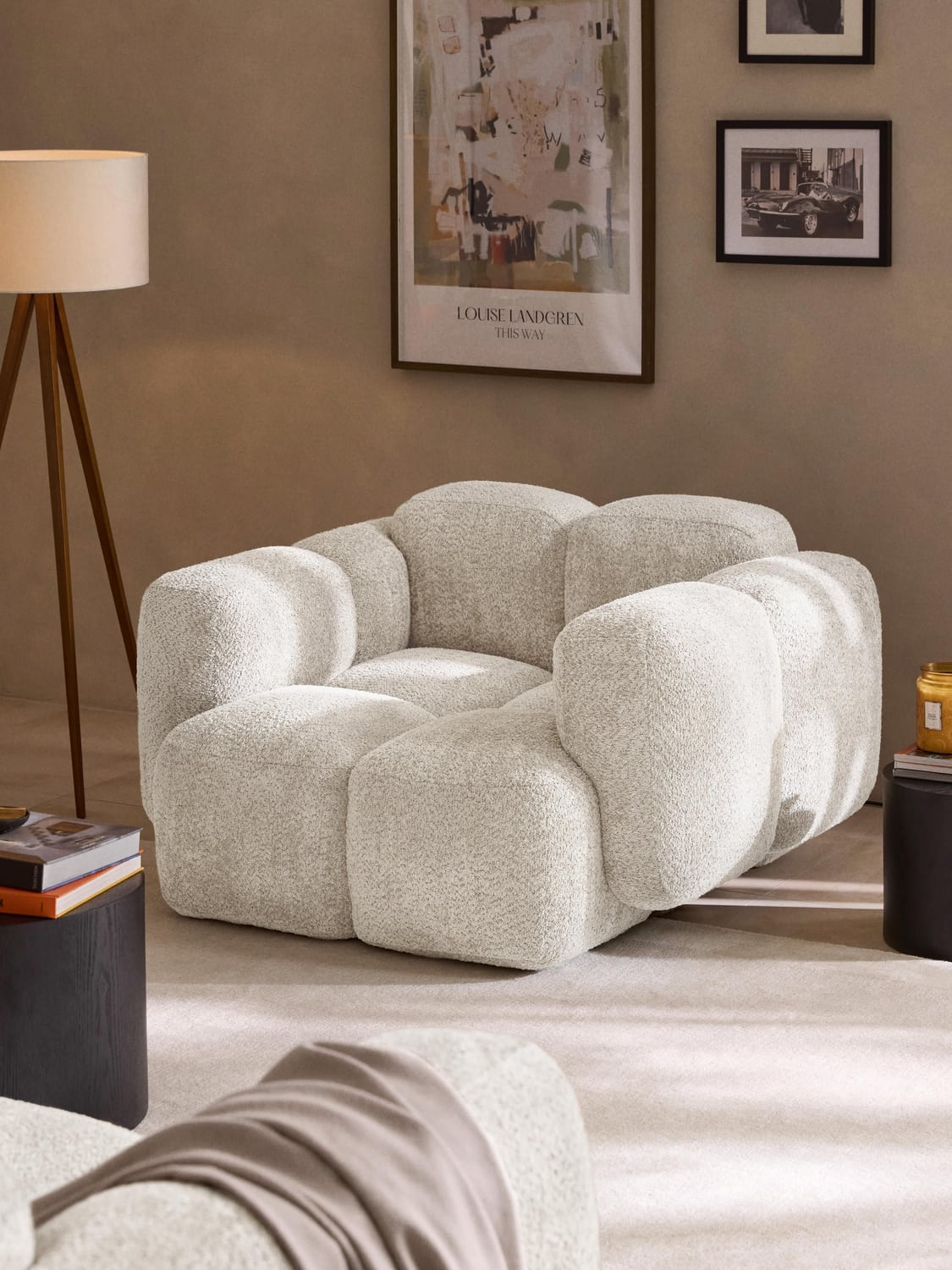 Tayla Lounge Chair in Teddy Bouclé — Off-White