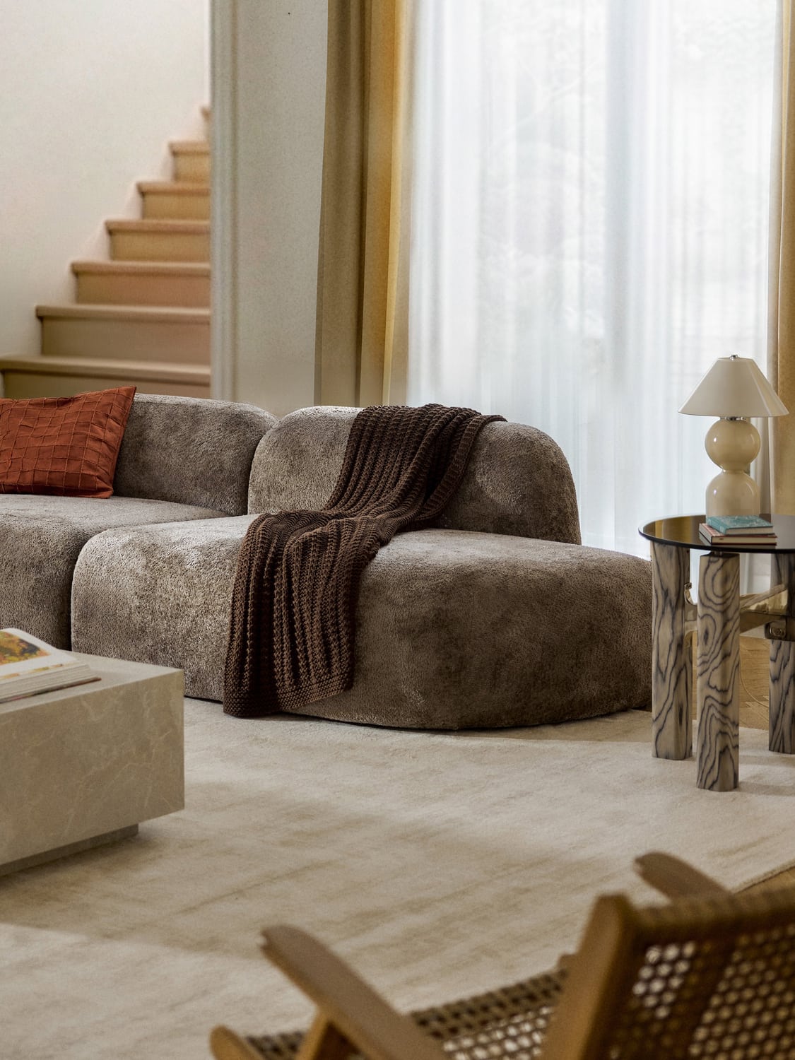 Wolke Teddy Bouclé-Chaise — Dark Grey