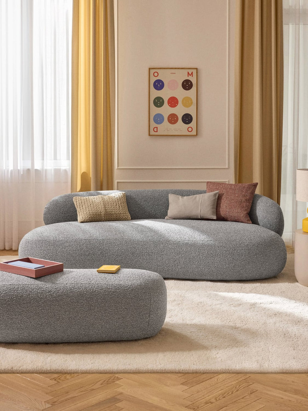 Alba Bouclé Sofa (3-seater) — Grey