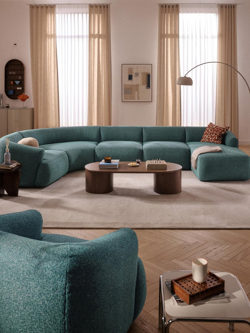 Sofia Modular Bouclé XL Sofa — Petrol Blue