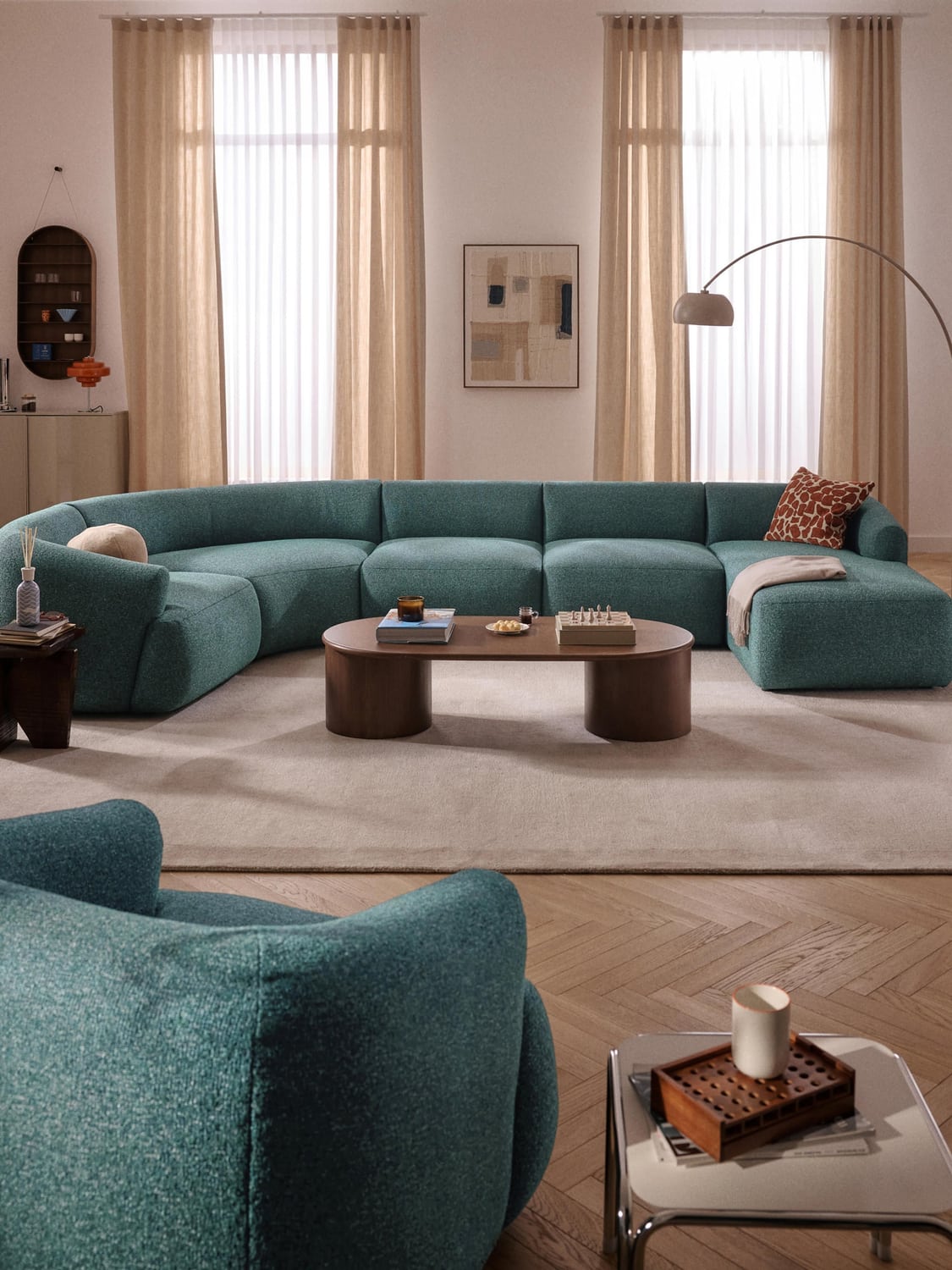 Sofia Modular Bouclé XL Sofa — Petrol Blue