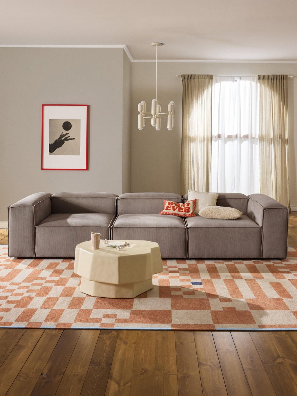 Lennon Modular Sofa (4-seater) in Corduroy — Taupe