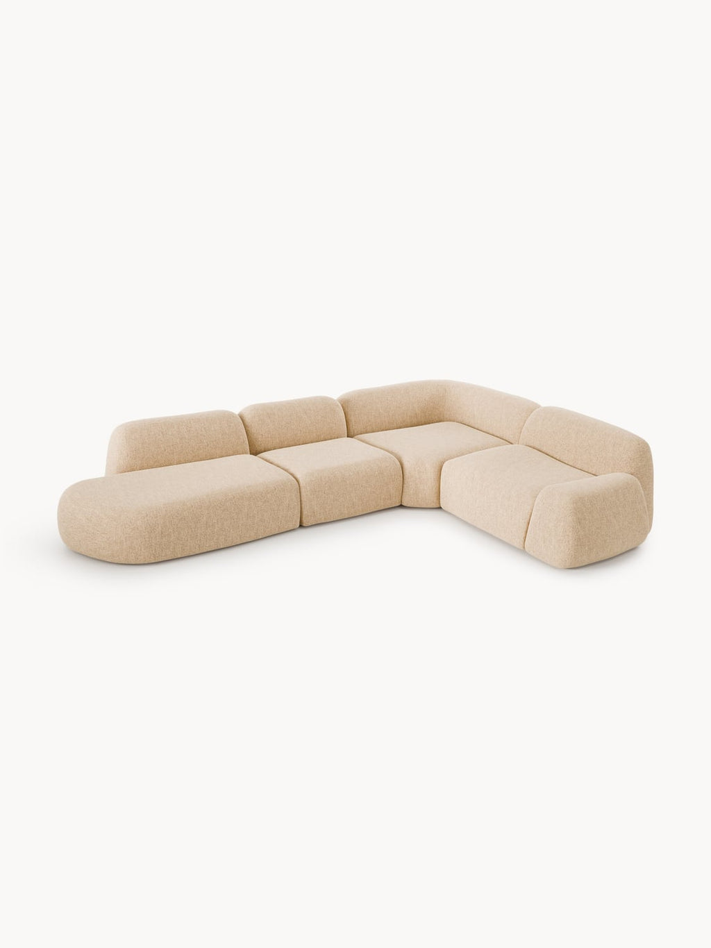 Wolke Modular Bouclé-XL Corner Sofa with Chaise Longue — Beige