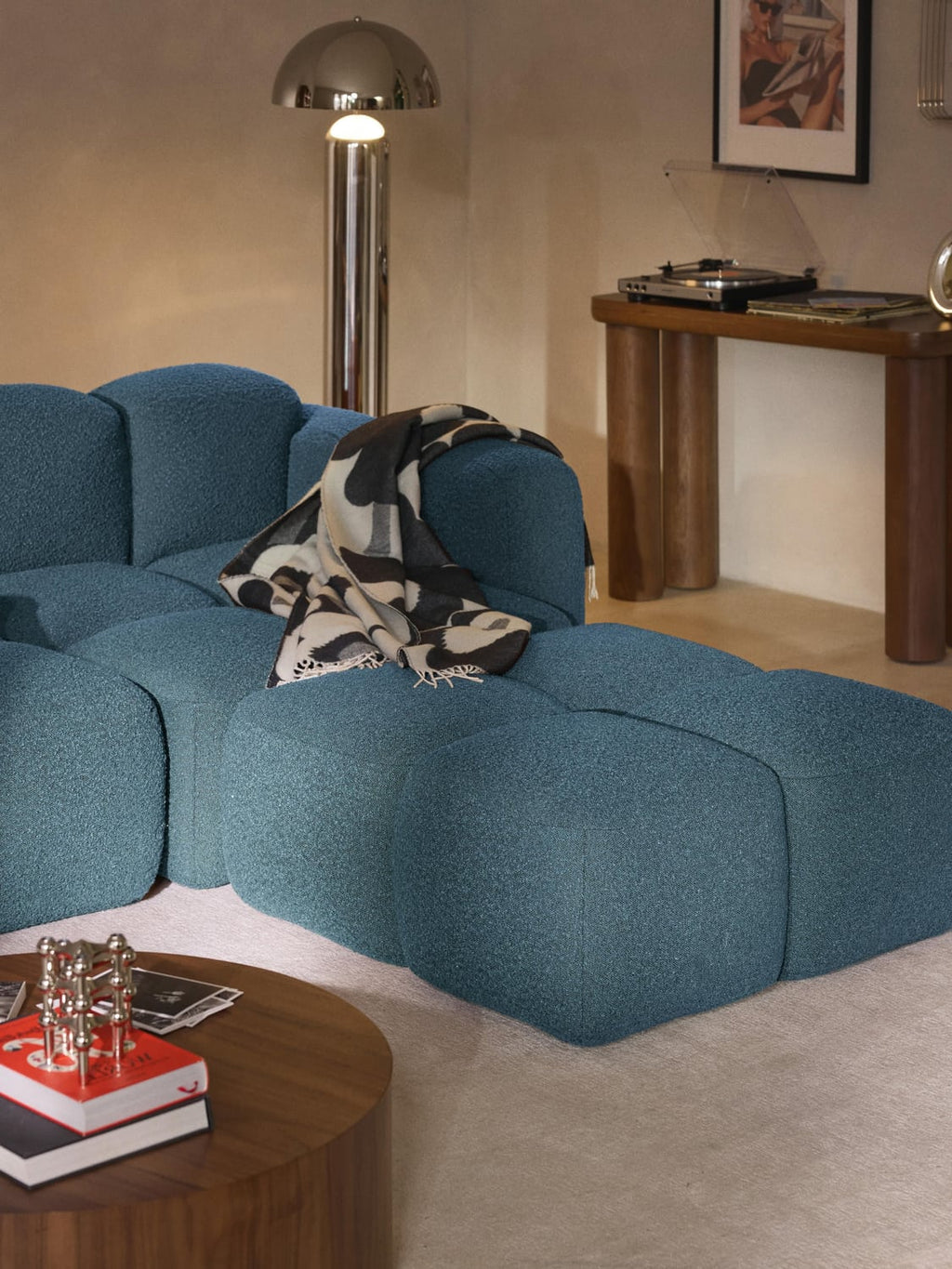Tayla Corner Module in Bouclé — Petrol