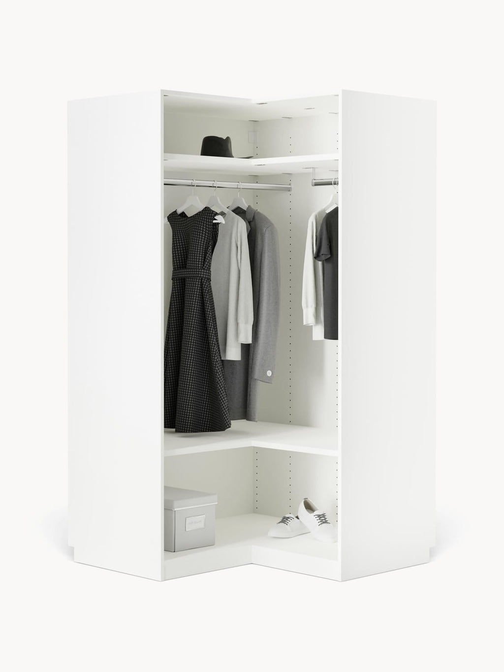 Simone Modular Corner Wardrobe, 115 cm Width — Off-White