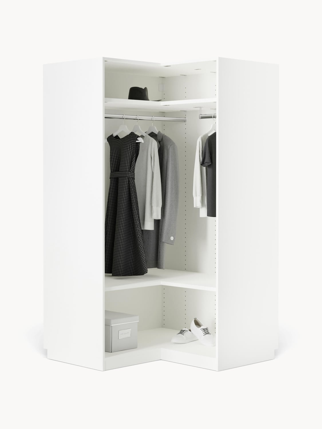 Simone Modular Corner Wardrobe, 115 cm Width — Off-White