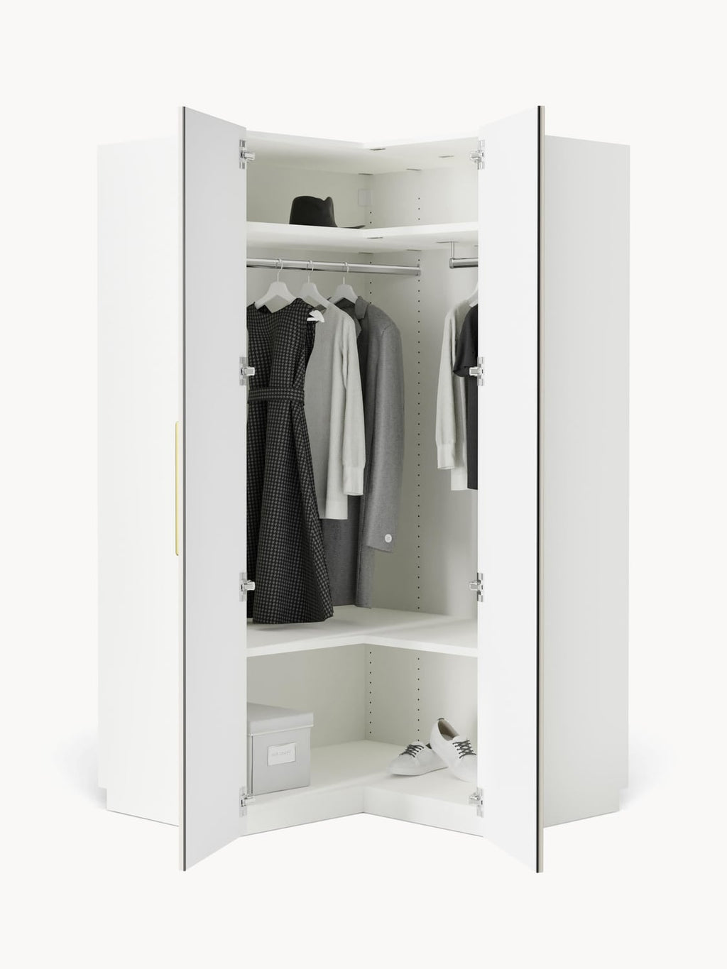 Simone Modular Corner Wardrobe, 115 cm Width — Off-White