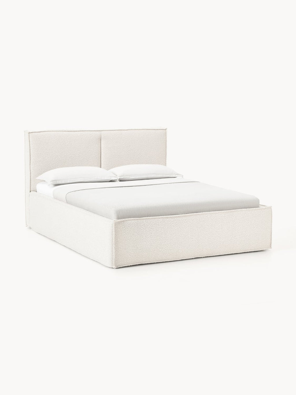 Dream Bouclé Upholstered Bed with Storage — Off-White
