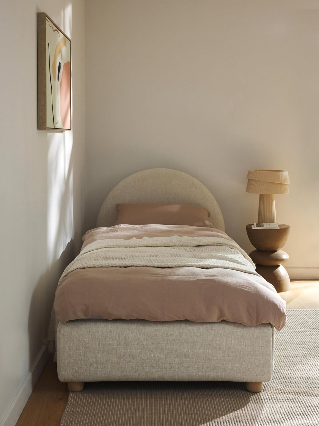 Ebba Single Bed — Off-White