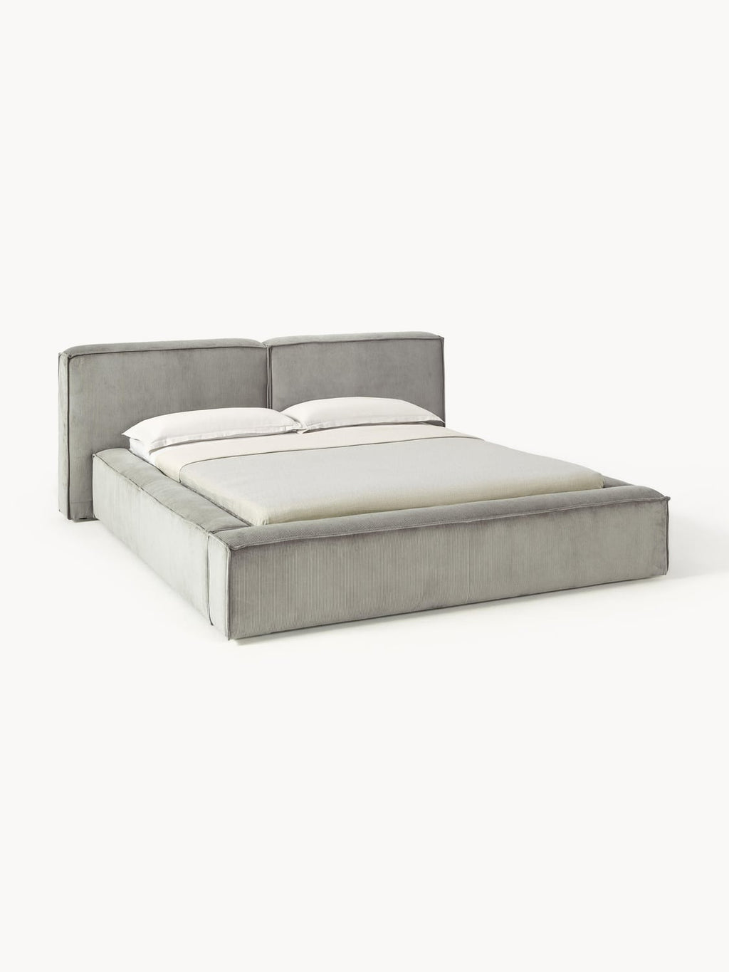 Lennon Upholstered Bed in Corduroy — Oatmeal