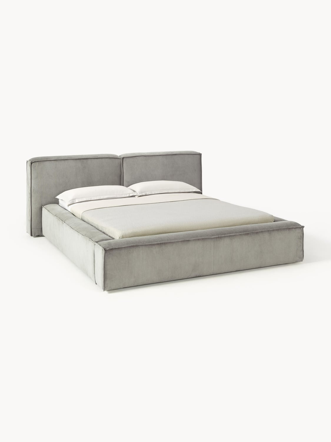 Lennon Upholstered Bed in Corduroy — Oatmeal