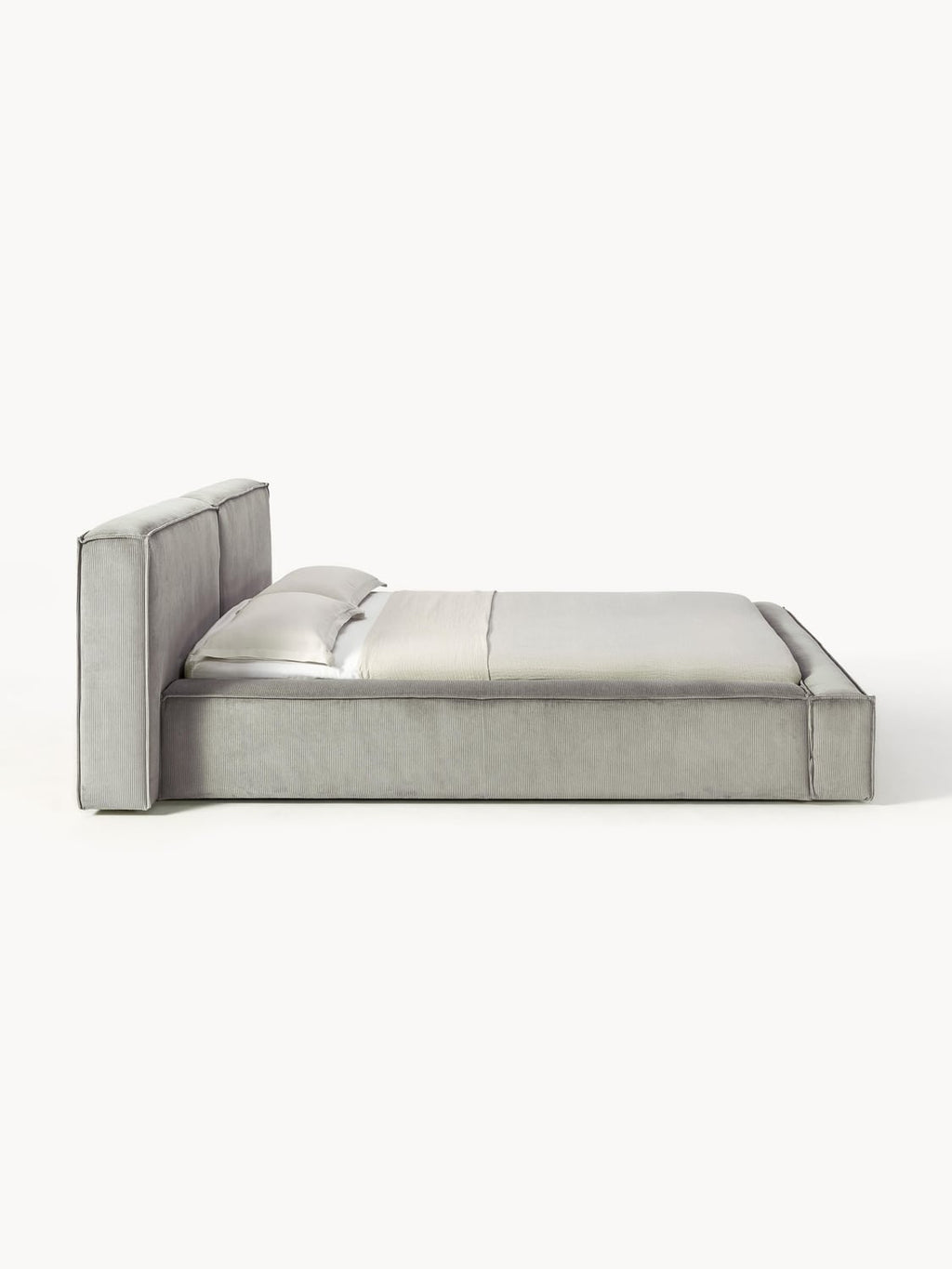Lennon Upholstered Bed in Corduroy — Oatmeal